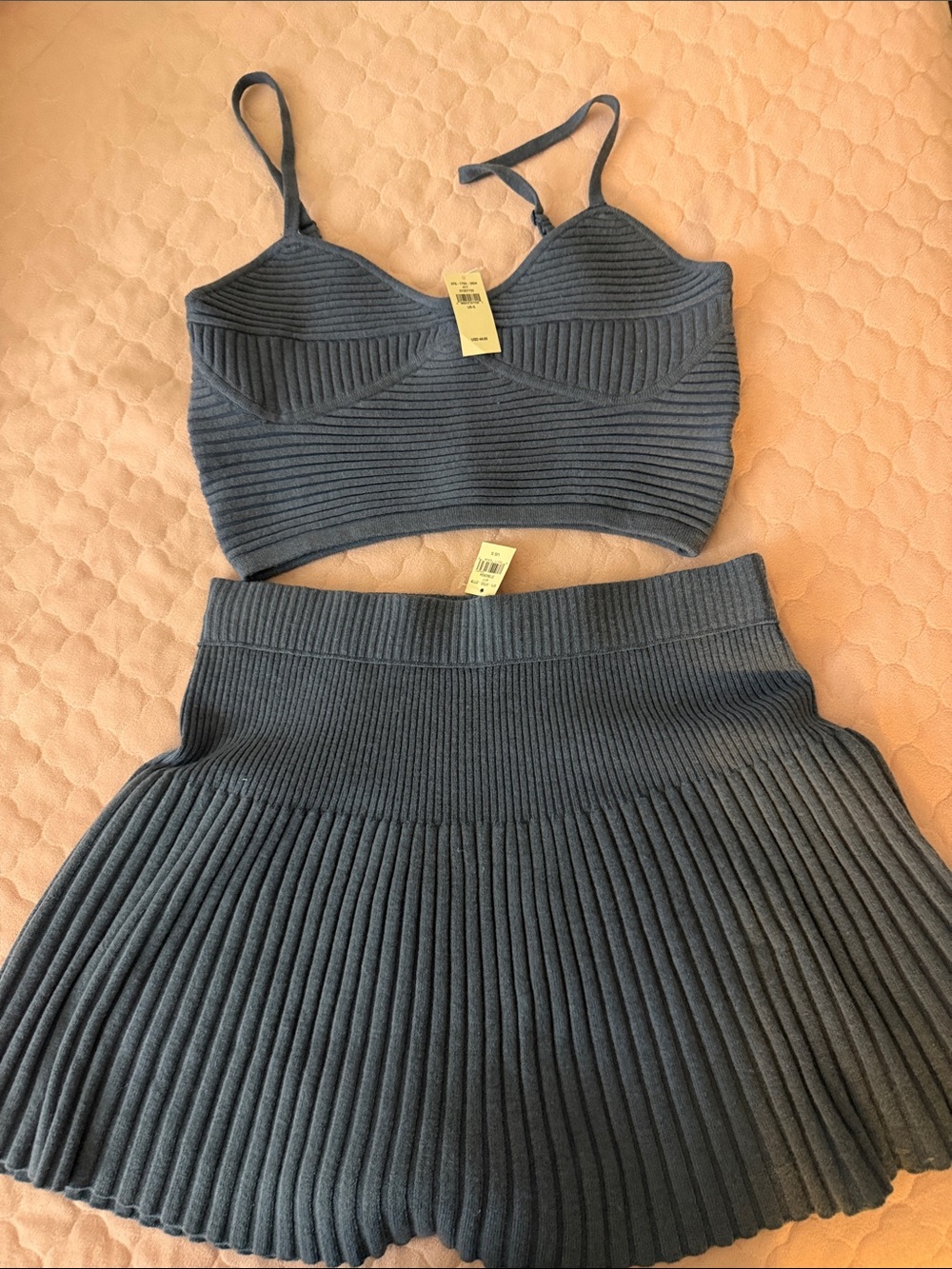 Women’s Ribbed Knit Mini Dress Set in Charcoal Gray